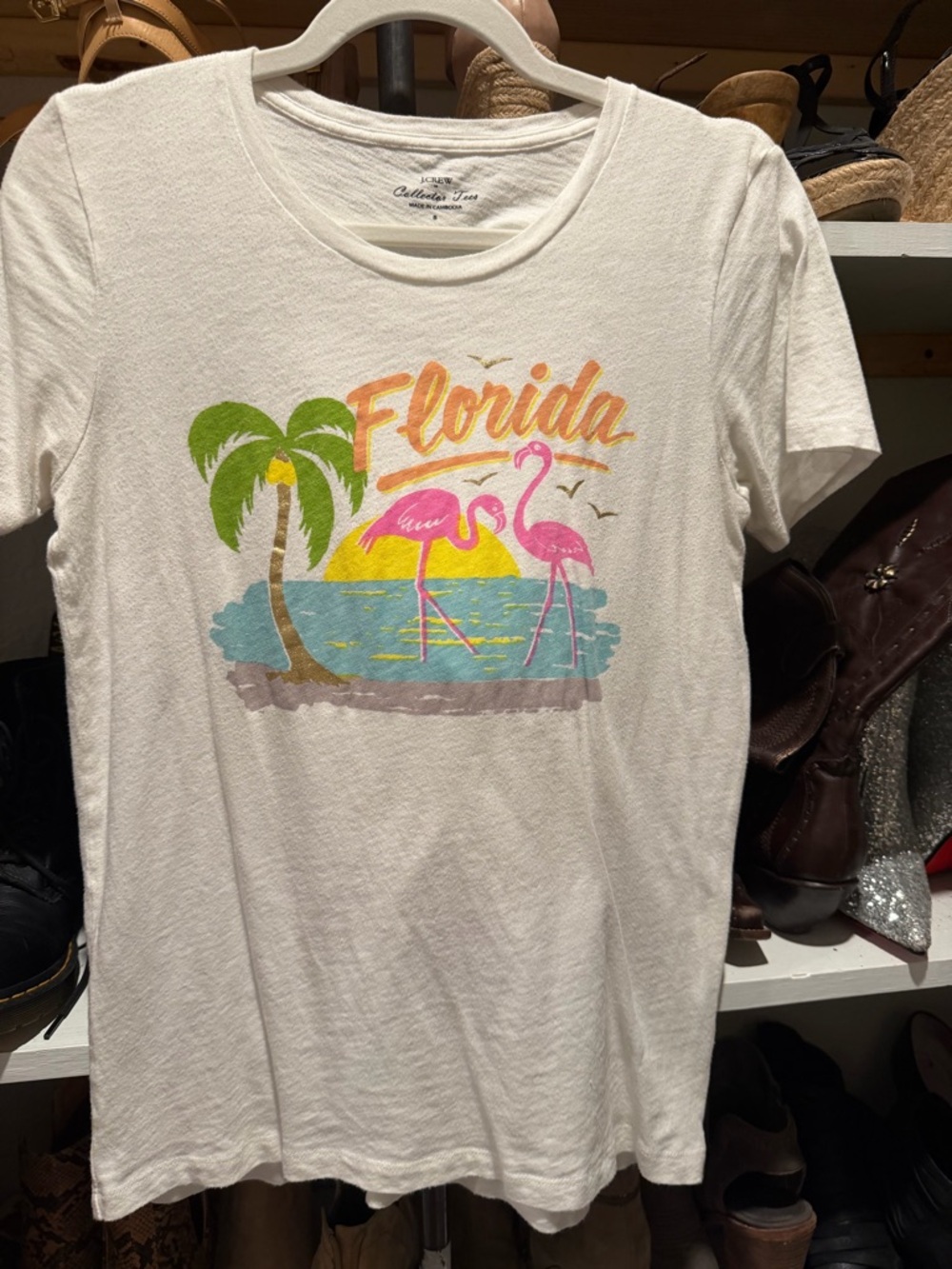 J. Crew White Collector Tee with Printed Neck Label